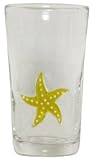 Hand Blown Glass Yellow Starfish Tumbler Glass 6"H Set of Four