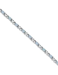 14k White Gold Natural Aquamarine And Diamond Tennis Bracelet