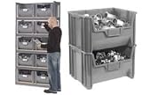 Gray 42x15x84 Steel Boltless Shelving With 10 Hopper Bins Gray