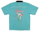 Diva Las Vegas Bowling Shirt Turquoise & Black Loungemaster