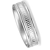 6.0 mm. 14Kt. White Gold Wedding Ring with Polished Finish and Center Design. Flat Comfort Fit Style SV59-306W6, by Wedding Rings by Oromi