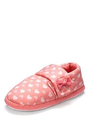 Heart Print Bow Slippers