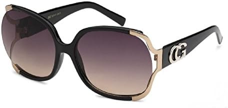 Vintage Women's Oversized Designer Eyewear - Gloss Black/Gold