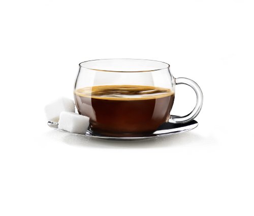 Bormioli Rocco H Drink Rondo Espresso Cup with Steel Saucer, Set of 4