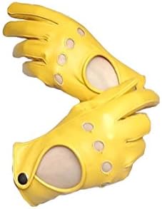 Women's Genuine Leather Full-finger Driving Gloves- Lambskin (X-Large, Yellow)