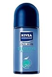 Nivea Sensitive For Men Roll-On Deodorant-50 ml