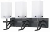Nuvo Lighting 60/006 Cubica 3-Light Vanity with Frosted Glass, Textured Black