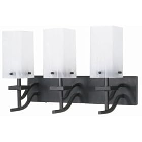Nuvo Lighting 60 006 Cubica 3-Light Vanity with Frosted Glass, Textured Black by Nuvo