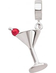 Persona Sterling Silver Dangling Martini Charm fits Pandora, Troll & Chamilia European Charm Bracelets