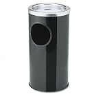 Combo Sand Urn/Waste Receptacle, Round, Steel, Black/Chrome
