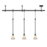 Royce Lighting RPTRK94504-23 Focus Three-Light Pendant Track Kit Line Voltage Oil Rubbed Bronze with Cream Snow Globes