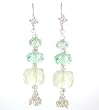 Lemon Quartz and Green Crystal Dangle Earrings with Citrine and Peridot Accent Beads, # 8067