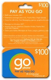 $100 Cingular GoPhone Pay As You Go phone refill card. Pin E-mailed.