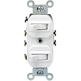 Leviton 5243 15 Amp, 120/277 Volt, Duplex Style Two 3-Way Combination Switch, Commercial Grade, White