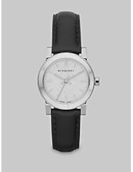 Burberry BU9206 Womens Black Leather Strap White Dial Watch