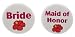 Set 2 Bride / Maid of Honor Tropical Flower 1.25â€ Pinback Buttons Pins