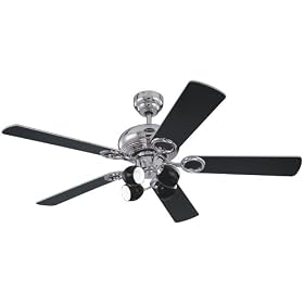 Westinghouse 7875300 Helix Four-Light 52-Inch Five-Blade Ceiling Fan, Black with High Gloss Black Globes
