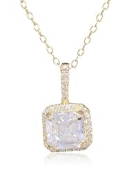 Sterling Silver Asher Cut Cubic Zirconia Pendant Necklace, 18"