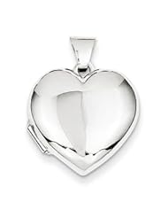 Genuine IceCarats Designer Jewelry Gift 14K White Gold Domed Heart Locket