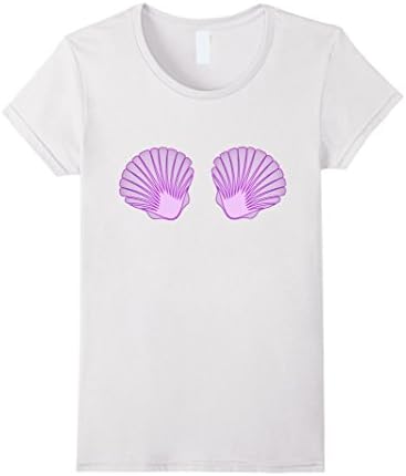 Women's Mermaid seashell bra t shirt Medium White