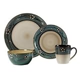 Pfaltzgraff Everyday Floral Teal Dinnerware Set, 48 Piece, Service for 12