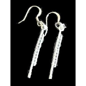 .925 Sterling Silver Flute Dangle Earrings