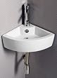 ELANTI EC9808 Porcelain White Wall-Mounted Corner Sink