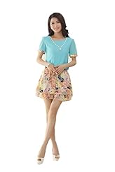 Checkered Print Chiffon Short Sleeves Short  Dress