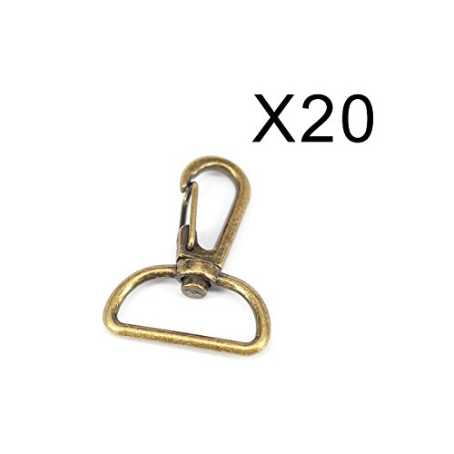Twone 20pcs Silvery 1 Inch Inside Diameter D-ring Lobster Clasp Claw Swivel Eye Lobster Snap Clasp Hook for Strap - Bronze