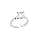 0.75 Ct Princess E/VS Certified Solitaire Diamond Engagement Ring in 18KW