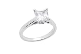 0.75 Ct Princess E/VS Certified (Clarity Enhanced) Solitaire Diamond Engagement Ring in 14KW