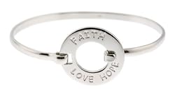 "FAITH LOVE HOPE" Sterling Silver Bangle Bracelet
