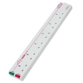 Masterplug Indoor Power 6-Gang Surge Protected Extension Lead 2m - White