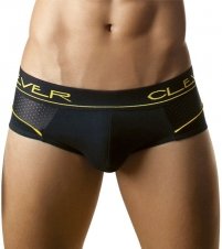 Clever Mens Cotton Mesh Brief, Black, Small