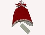 Tuppence and Crumble soft fleece red tassle hat