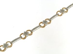 Attractive 9 ct 2 Colour Gold Ladies Diamond Bracelet Brilliant Cut 0.45 Carat - 18cm