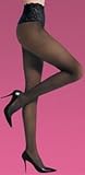 Commando Premier Sheer with Lace Waist Tights Legwear Small Black