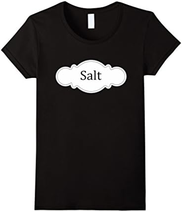 Women's Salt Shaker (&amp; Pepper) Couple Halloween Costume T-Shirt Medium Black