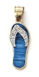 14k Two-Tone Blue Opal Flip-Flop Diamond Accent Pendant - JewelryWeb