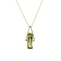 10k Yellow Gold Cushion Cut Green Quartz Pendant, 18"