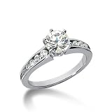 0.8 Ct Diamond Engagement Ring Round Channel Accent 14k White Gold