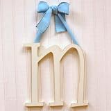 Wooden Hanging m: Blue Polka Dot Ribbon