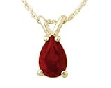 All-Natural Genuine 5x3 mm, Pear Shape Ruby pendant set in 14k Yellow gold