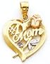14kt #1 Mom Heart Charm - D639