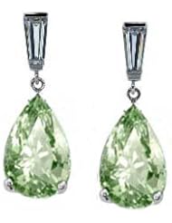 2.24Ct Pear Cut Amethyst & VS Diamond Hanging Earrings 18k Gold