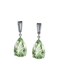 2.24Ct Pear Cut Amethyst & VS Diamond Hanging Earrings 14K Gold