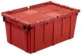 Distribution Container With Hinged Lid 21 1/2x13x11 7/8 Red. Package of 6
