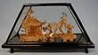 Chinese cork carving / sculpture / picture - hand carved, black lacquer frame (#213)
