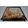 Chinese cork carving / sculpture / picture - hand carved, black lacquer frame (#213)