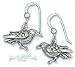Sterling Silver Antiqued 11x19mm Raven French Wire Earrings